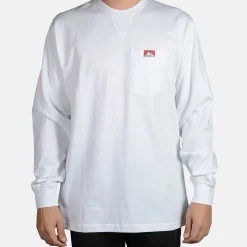 Hot Ben Davis Heavy Duty Long Sleeve Pocket T-Shirt - White