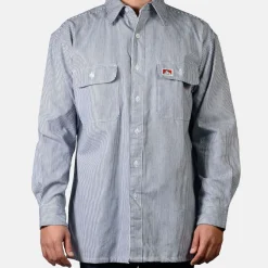 Store Ben Davis Long Sleeve 100% Cotton Button-Up Shirt - Hickory