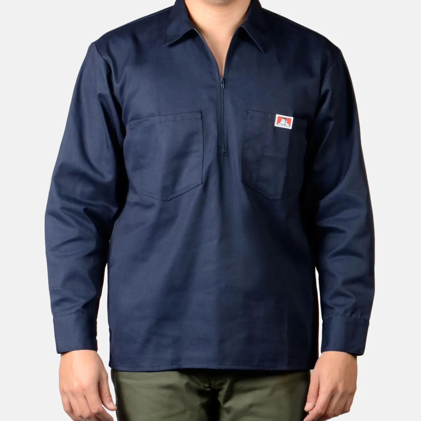 Outlet Ben Davis Long Sleeve Solid 1/2 Zip Shirt - Navy