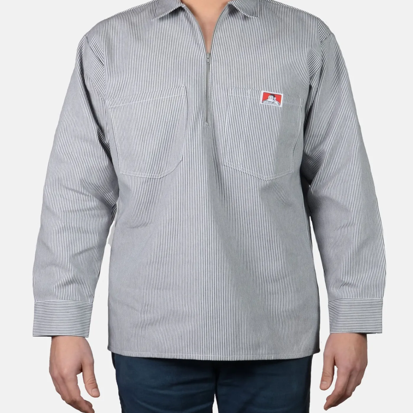 Store Ben Davis Long Sleeve Striped 1/2 Zip Shirt - Hickory