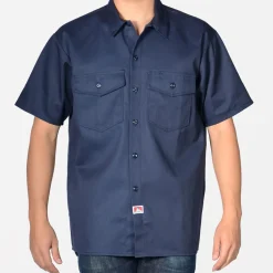 Hot Ben Davis Short Sleeve Button-Up Shirt - Navy