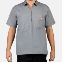 Best Sale Ben Davis Short Sleeve Solid 1/2 Zip Shirt - Light Grey