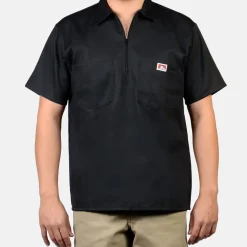 Best Sale Ben Davis Short Sleeve Solid 1/2 Zip Shirt - Black