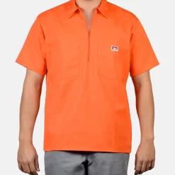 Best Sale Ben Davis Short Sleeve Solid 1/2 Zip Shirt - Orange