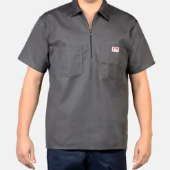 Flash Sale Ben Davis Short Sleeve Solid 1/2 Zip Shirt - Charcoal
