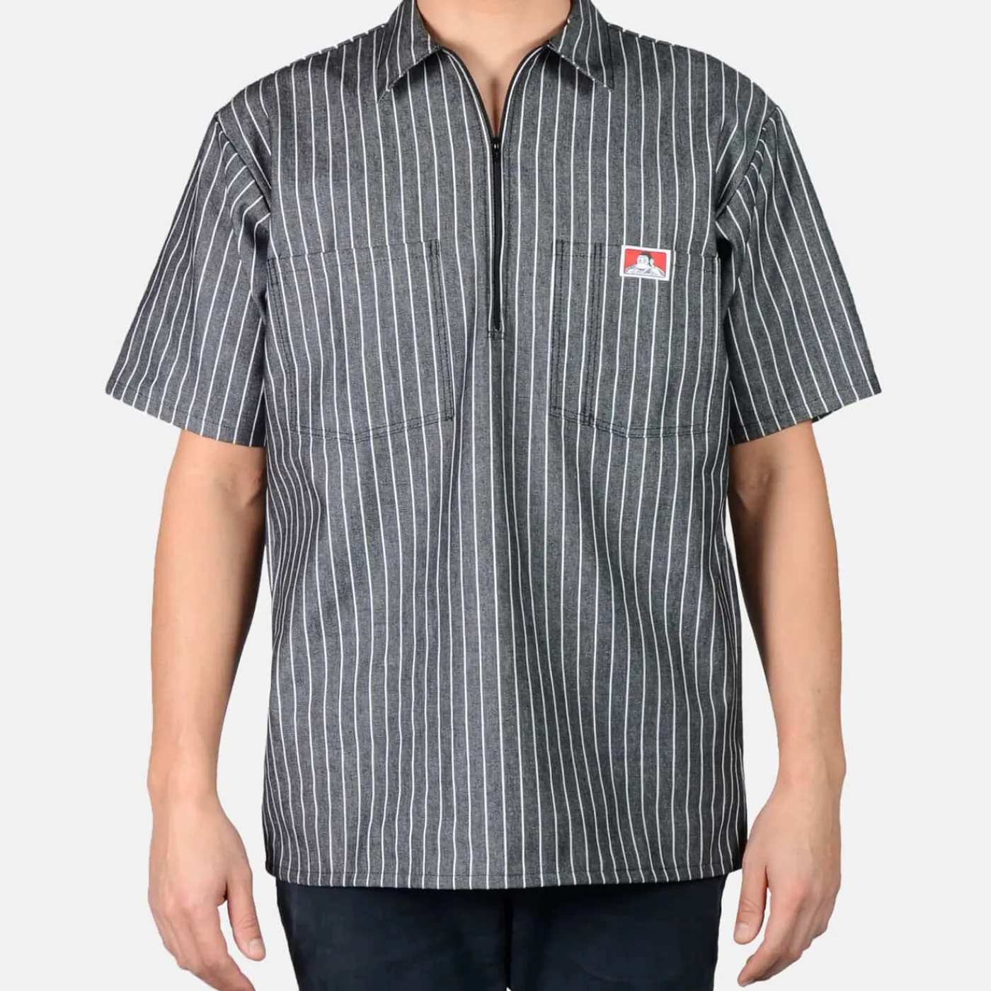 Best Sale Ben Davis Short Sleeve Striped 1/2 Zip Shirt - Butcher Stripe