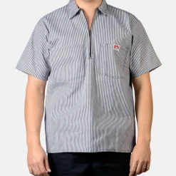 Flash Sale Ben Davis Short Sleeve Striped 1/2 Zip Shirt - Brown