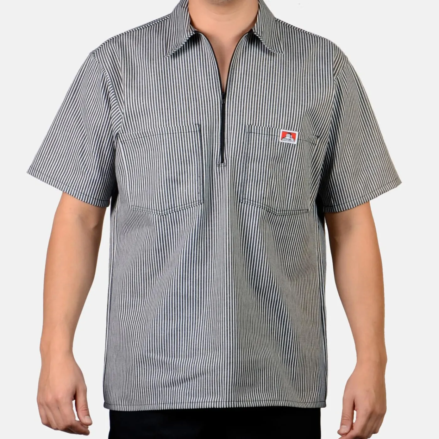 Sale Ben Davis Short Sleeve Striped 1/2 Zip Shirt - Black